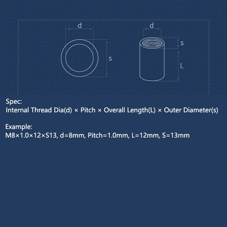 M8~M20 304 Stainless Steel Extension Thicken Round Column Cylindrical Connect Screw Nut Threaded Rod Connecting Sleeve