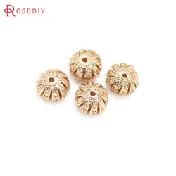 6PCS 7x11MM 18K Gold Color Brass Hollow Spacer Beads Bracelet Beads High Quality Diy Jewelry Making Supplies Accessories