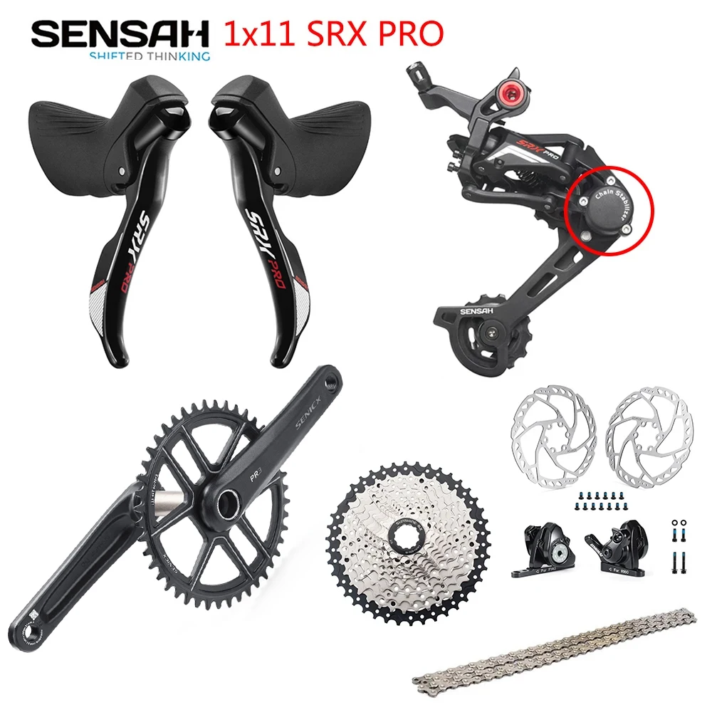 

SENSAH SRX PRO 1x11 Speed, 11s Road Groupset, R/L Shifter + Rear Derailleurs + chain +Cassette, gravel-bikes Cyclo-Cross BB24MM