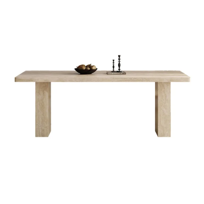 

Retro cave stone hanging rock slab dining table and chair combination, designer medieval rock slab rectangular dining table