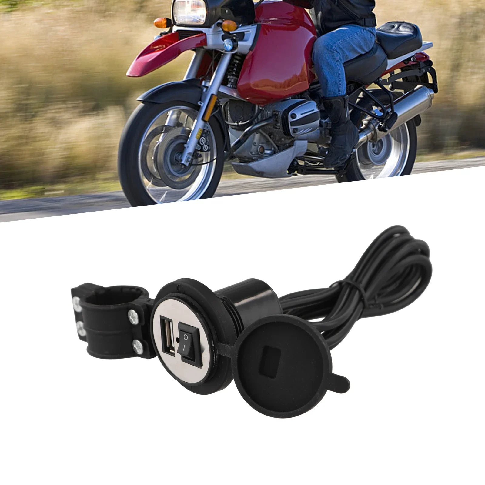 USB Motorcycle Charger With Switch 5V-1.5A ABS Electric Car Mobile Phone Motorbike Power Adapter Socket 1.2 Meters