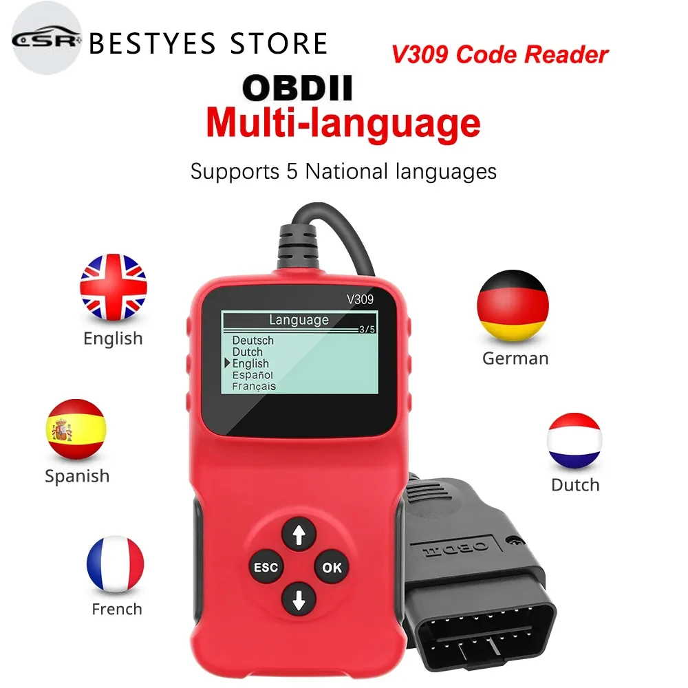 Car Diagnostic Scanner V309 Code Reader Read Clear Fault  I M DTC OBDII EOBD USB  OBD2 Auto Tool