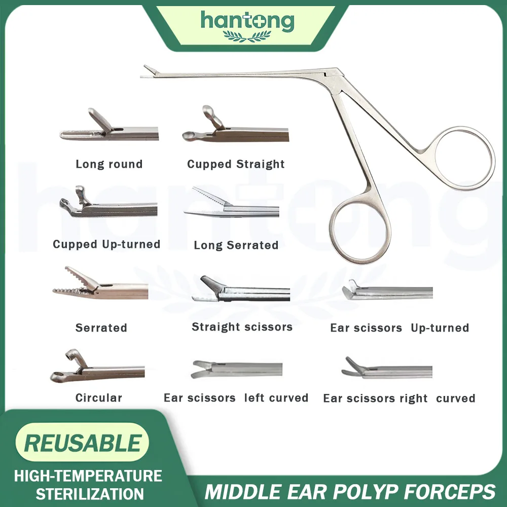 

Отологические хирургические инструменты: щипцы для полипов среднего уха, ножницы для среднего уха, отологические микрощипцы для удаления инородных тел, щипцы с оливковым кончиком