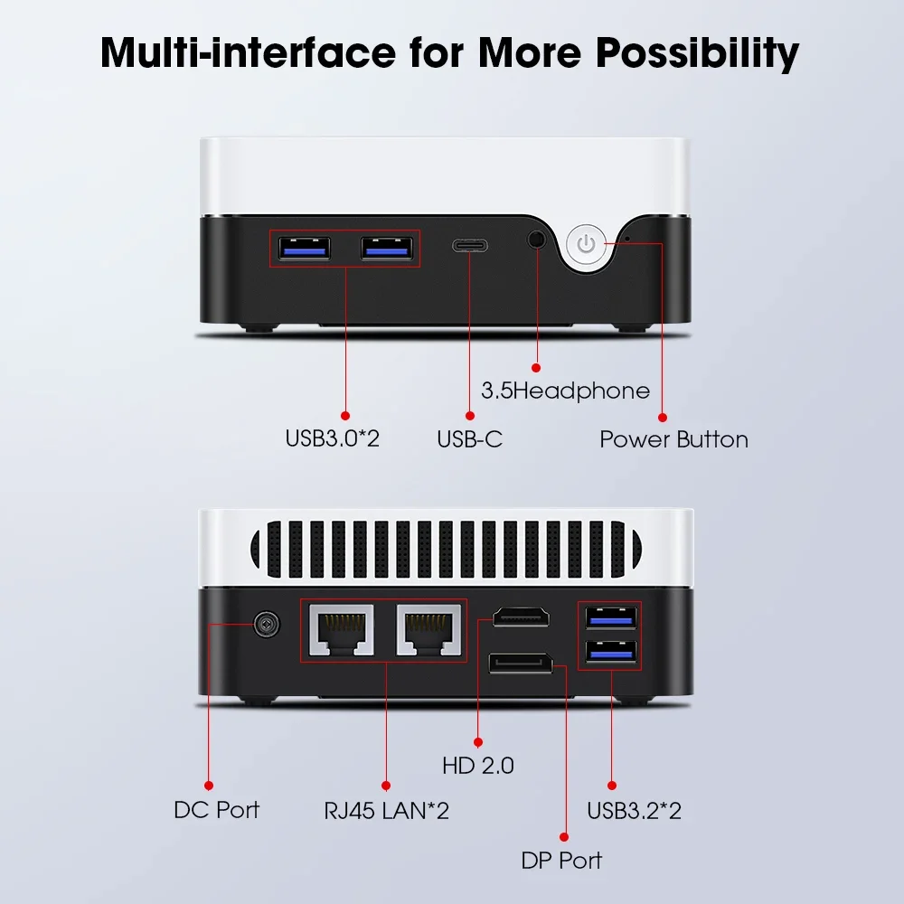 CHUWI-Mini PC LarkBox X, 12GB de RAM, 512GB SSD, Intel N100, gráficos UHD para procesador Intel de 12ª generación, WiFi 6, ordenador de escritorio