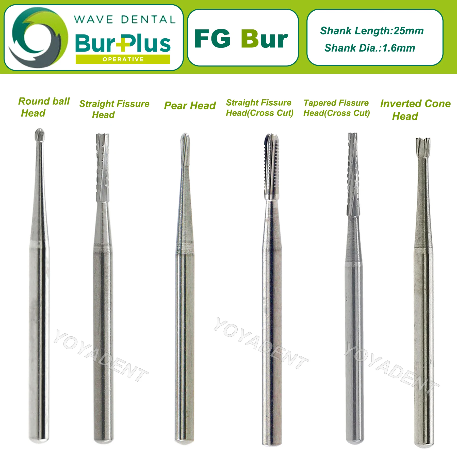 

WAVE Dental Burs Tungsten Carbide Burs Dentistry Strawberries Drill FG 1.6mm For High Speed handpiece Dentist Tools 5Pcs/Pack