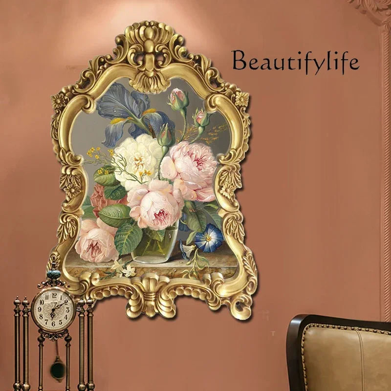 B3 European French Oval Retro Picture Frame Fireplace Wall Aisle Restaurant Portrait Decorative Painting Gold