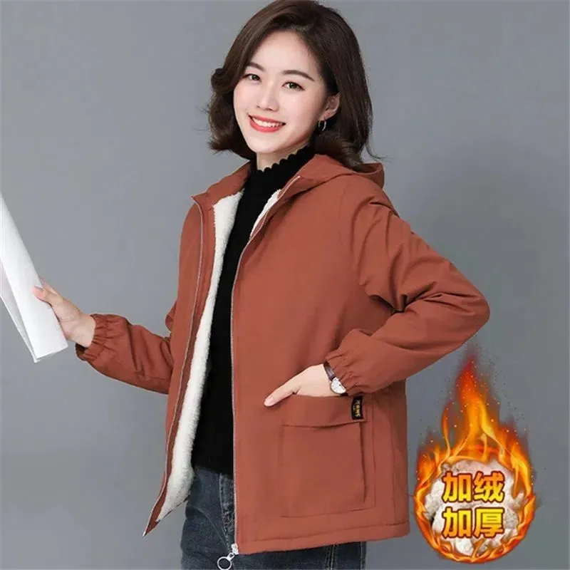 Thicken Add Fleece Coat Women's Cotton Coat 2024 New Autumn Winter Jackets Korean Loose Warm Short Windbreaker Outerwear Female