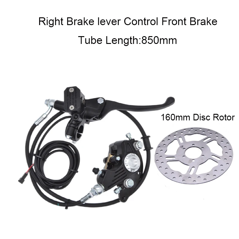 Jeu de freins à disque hydrauliques en alliage d'aluminium pour vélo électrique, manette de vitesse de contrôle de puissance, coupure de l'alimentation, vélo électrique VTT, scooter, 14 po