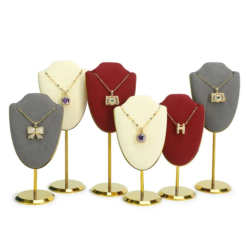 Supre Mini Bust Display Stand Metal Velvet Jewelry Display Holder for Jewelry Necklace Display