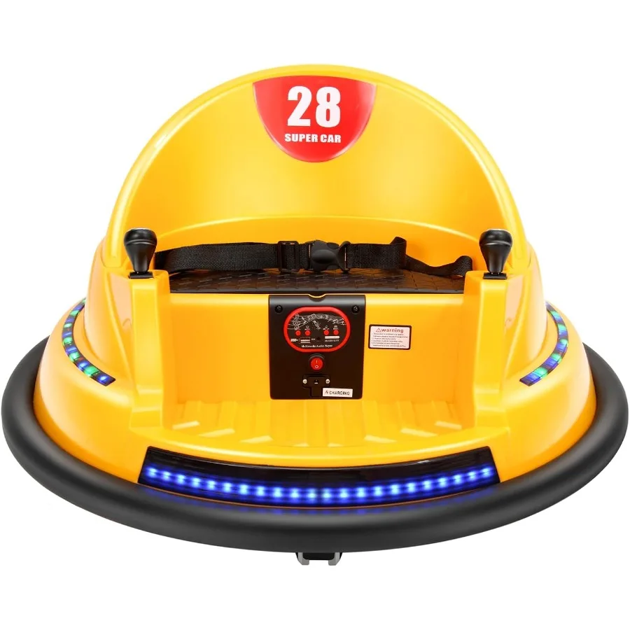 Giocattolo da corsa 6V Elettrico Giro sul paraurti Auto Veicolo Telecomando 360 Spin Numeri fai da te 00-99 Certificato ASTM Giallo6v Giallo