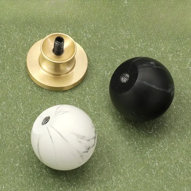 

Modern Simple Wardrobe Cupboard Pulls Marble Furniture Handles Brass Kitchen Cabinet Handles White Black Ball Drawer Knobs