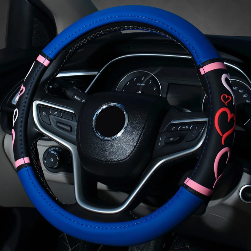 

Чехол на руль автомобиля Four Seasons, универсальный стиль любви, подходит для мужчин и женщин, товары для украшения интерьера автомобиля, противоскользящие