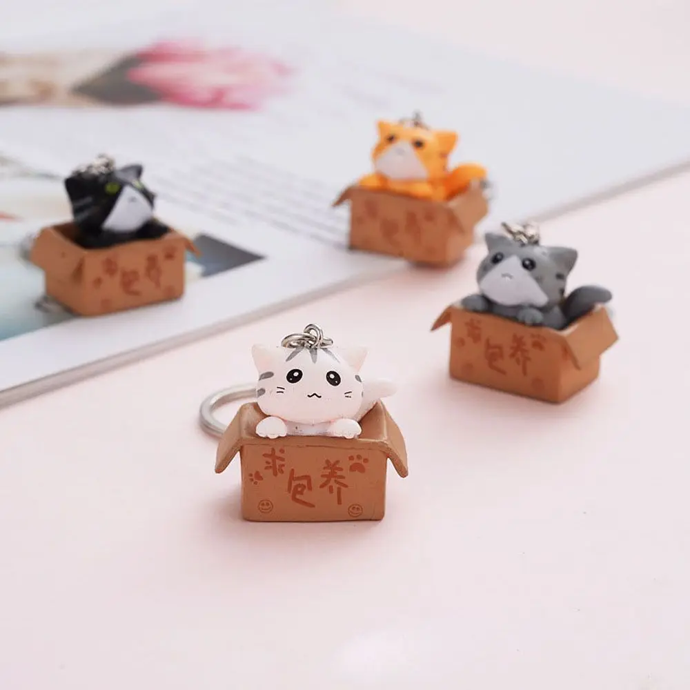 Fashion Creative Resin Decorations Personality Little Cat Keychain Bag Charm Pendant For Men Women Key Ring