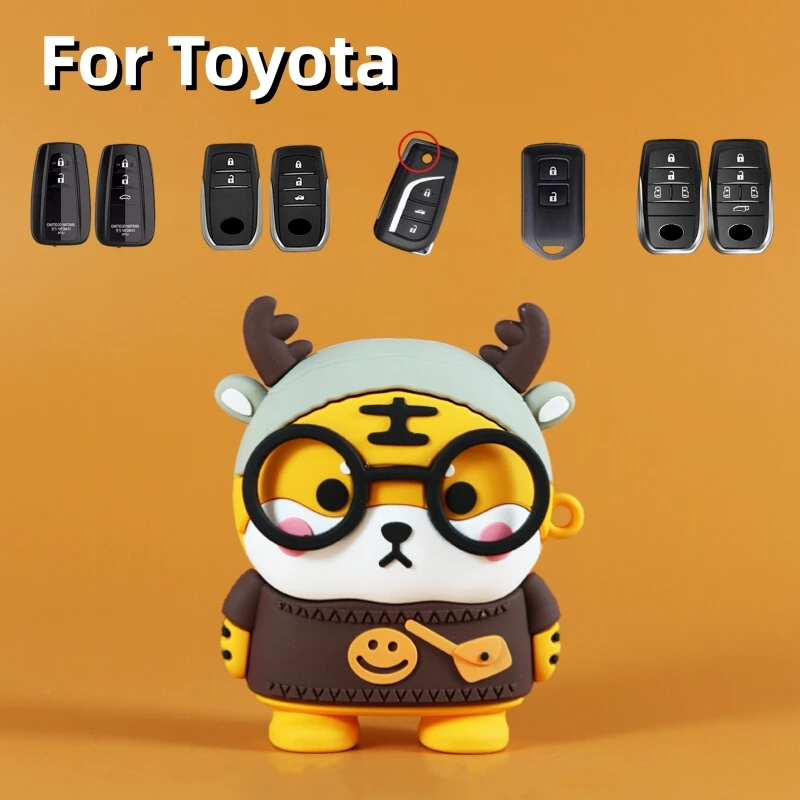 

Tiger Car Key Cases Protector Cover For Toyota Hilux Land Cruiser Fortuner Camry Riez Rav4 Prado Innova 86 Car Accessories Fob
