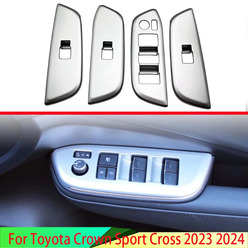 

For Toyota Crown Sport Cross 2023 2024 Car Accessories ABS Door Window Armrest Cover Switch Panel Trim Molding Garnish