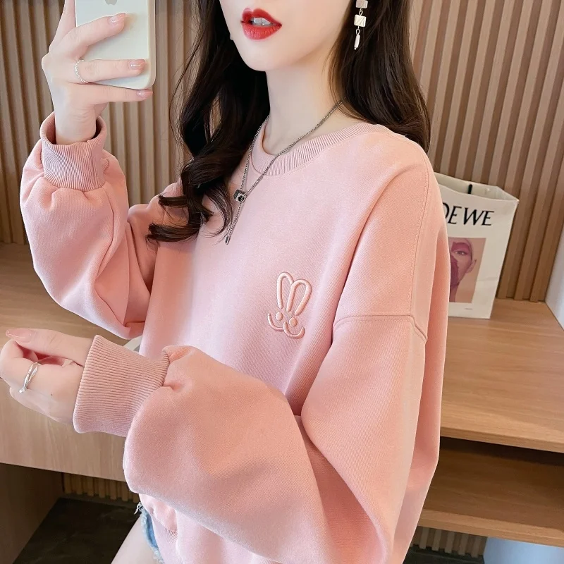 Moletons femininos roupas bonitos retalhos bolsos grandes topos de algodão de alta qualidade diversão outono macio stand-up pelúcia vintages bloqueio