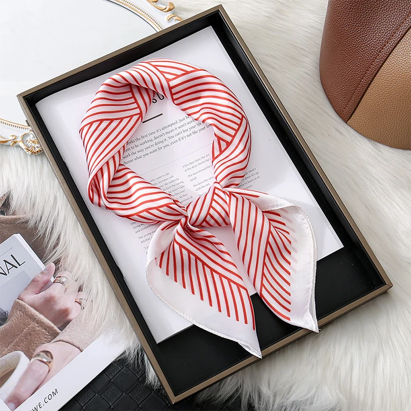 

Luxury Design Silk Skinny Scarf Bag Handle Ribbon Ladies Shirt Decora Print Headband Small Hair Scarves Band Female handkerchief