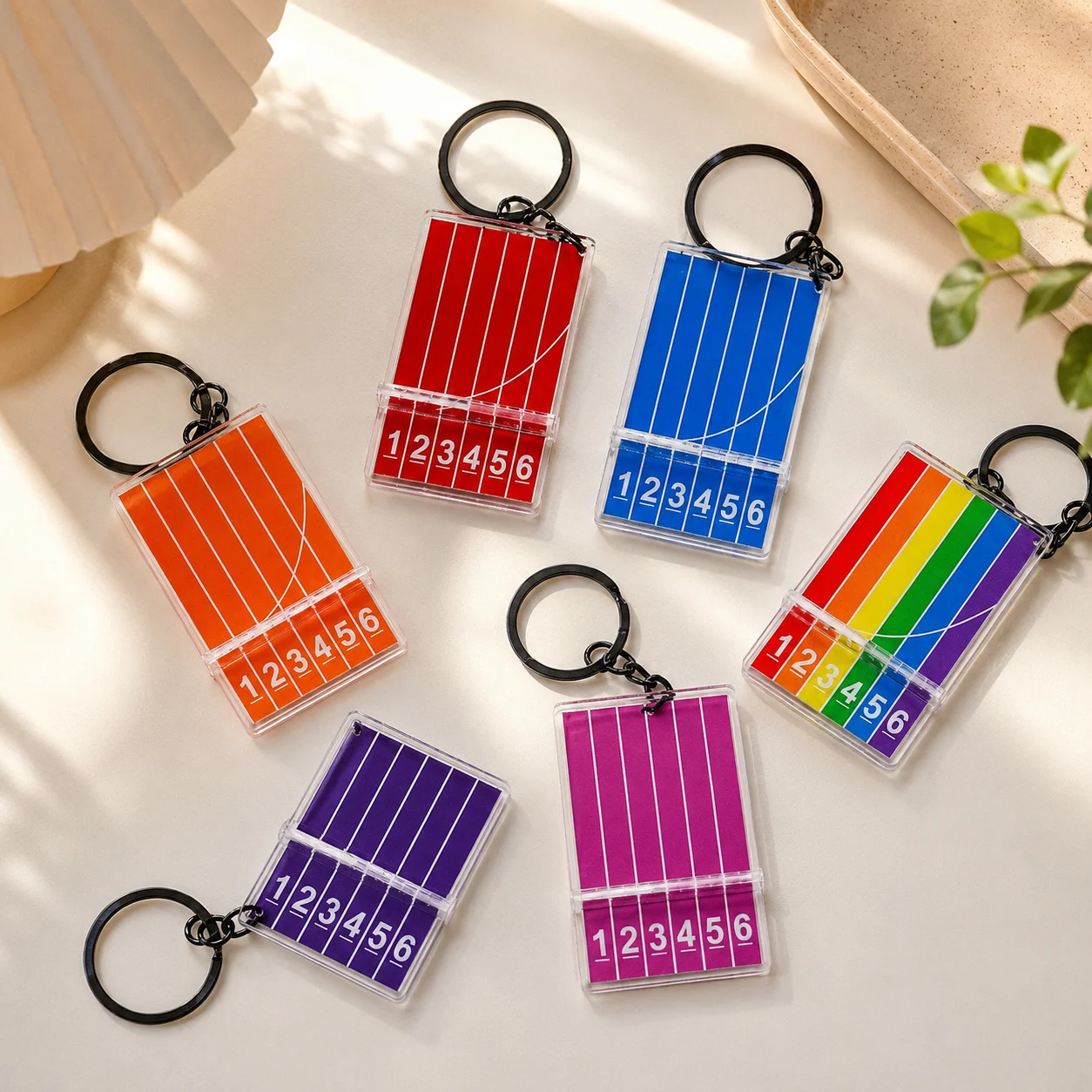 Colorful 3D Running Track Keychain Athletics Sports Pendant Creative Key Ring Bag Charm Dopamine Style Gift for Sports Fans