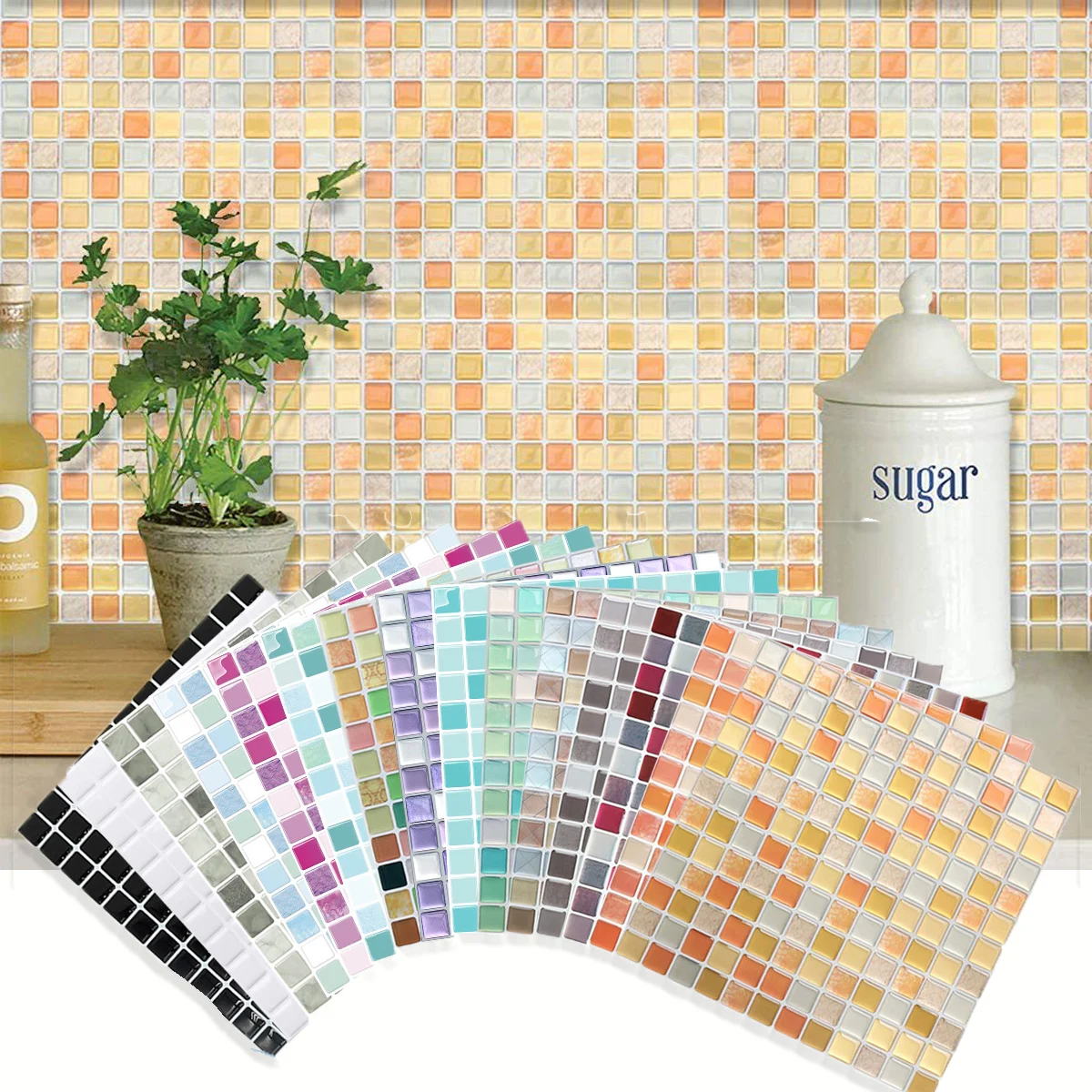 1pc Crystal Drop Glue 3D Mosaic Tile Self-Adhesive Wall Sticker Backsplash Waterproof High Temperature Resistant Home Decoration