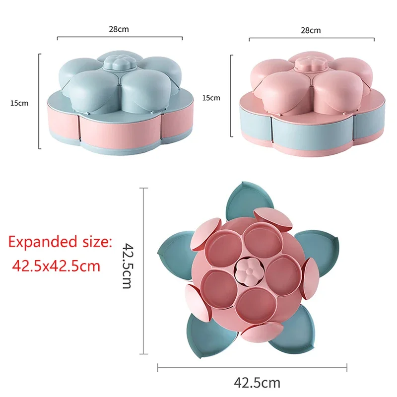 Imagem -06 - Caixa de Doces Rotativa em Forma de Pétala Bandeja de Lanche de Camadas Porca Biscoitos Prato de Frutas Secas Caixa de Armazenamento de Alimentos Casamento Organizador de Casa