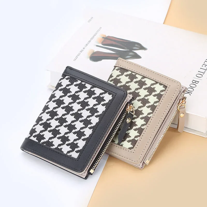 2024 Houndstooth Women Wallet Hasp Small Slim Coin Pocket Purse Women Wallets Cards Holders Luxury Brand Wallets Designer Purse