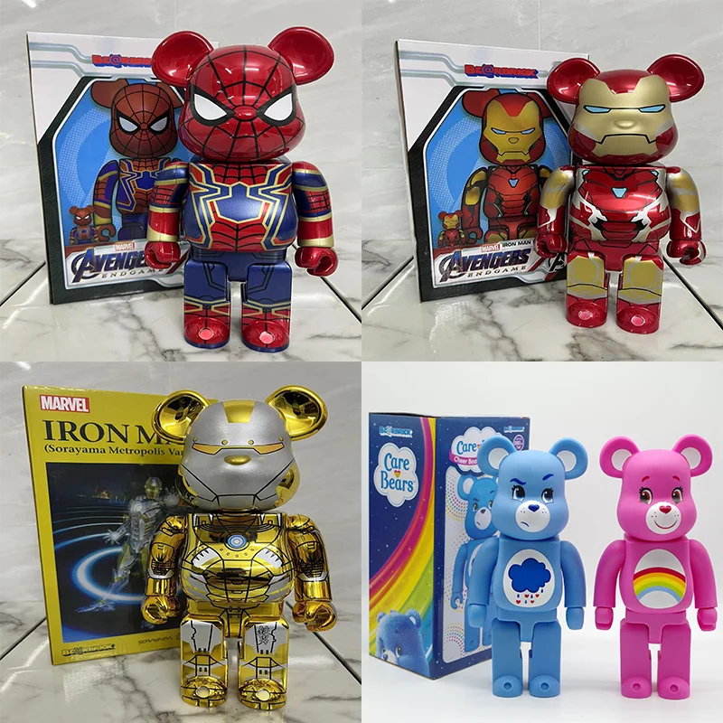 Bearbrick 400 Violent Bear Building Blocks Bear Spider Man Wind Rain Rainbow Bear Fashion Doll Handmade Accessories