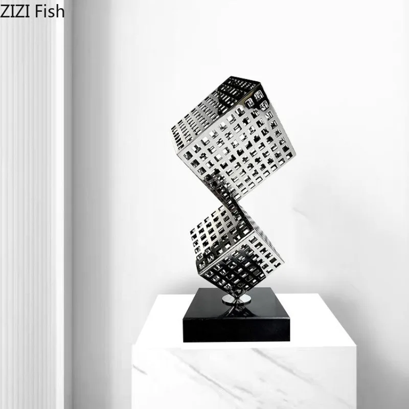 

Abstract Metal Ornaments Geometric Art Sculpture Display Model Home Accessories Statues Decoration Crafts Miniatures Gifts