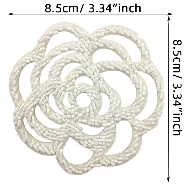 Beaded Tube Rose Patches Hand-Sewn Hollow Flower Appliques Sew-on Clothing Accessories DIY Clothes Hats Bags Decorative Stickers