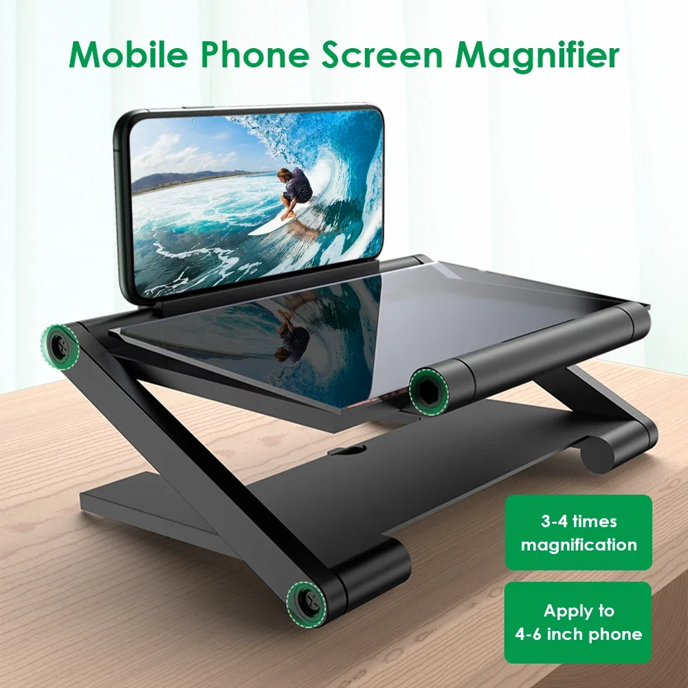 8inch 3D HD Cell Phone Screen Amplifier Folding Mobile Phone Magnifying Glass HD Projector Screen Enlarge Magnifier Phone Holder