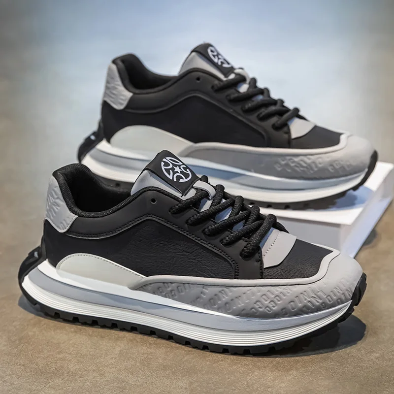 メンズレザーランニングシューズ,高さを高めるソフトソール,滑り止め,厚手のソール,さまざまな色