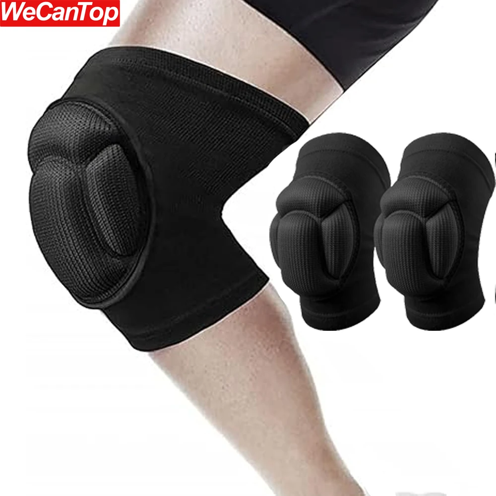 

WECANTOP Protective Knee Sleeves - Thick & Soft Sponge with Anti-Slip for Construction, Sports,Volleyball, Workout (2PCS, Black)