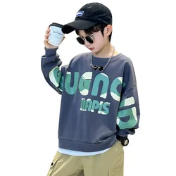 Boys Loose Pullover Hoodie Clothes for Teens Fashion Boys Sweatshirts Autumn Casual Streetwear Cool Tops 6 8 10 12 14 Years Old