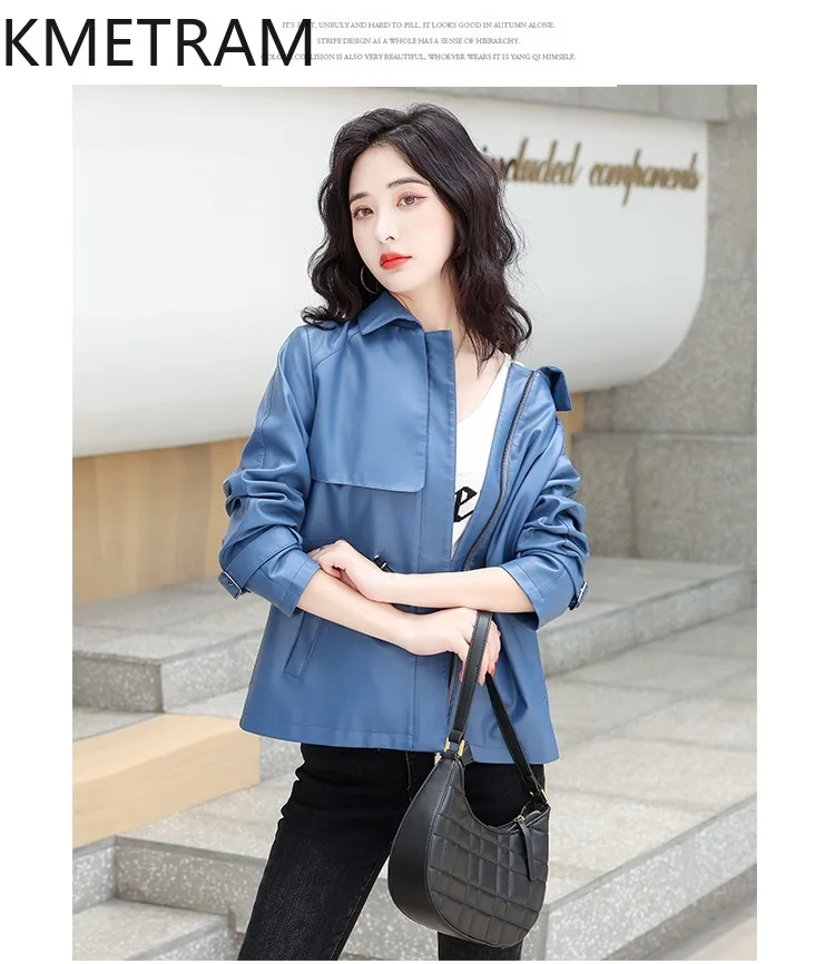 KMETRAM Genuine Sheepskin Leather Jacket Woman Spring Autumn Short Women's Clothing Korean Loose Womens Coat Casaco De Couro