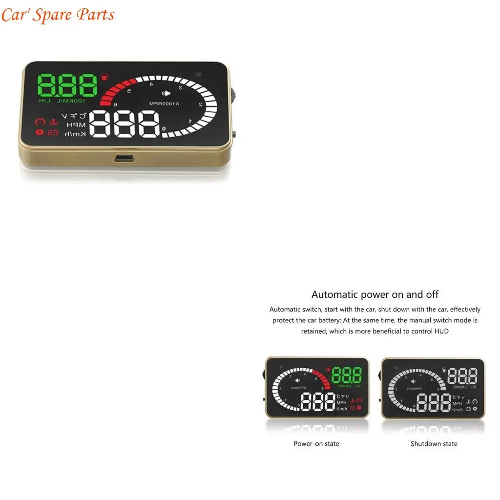 Y4UA HUD Head Up Display Auto OBD2 Projector for Car Security Water Temperature Alarm