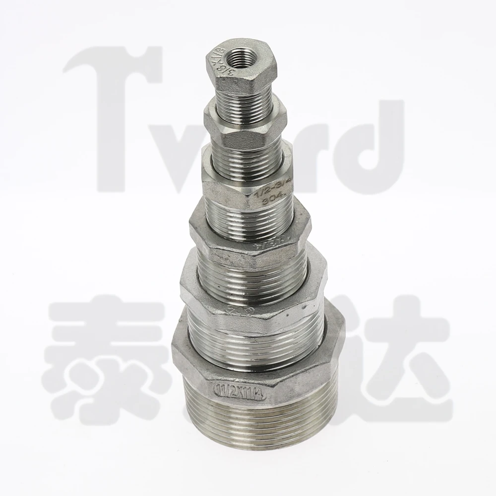 توحيد القلب المخفض جلبة 1/8 "1/4" 3/8 "1/2" BSP ذكر/أنثى الموضوع SS304 تجهيزات أنابيب الفولاذ المقاوم للصدأ لزيت الغاز المائي