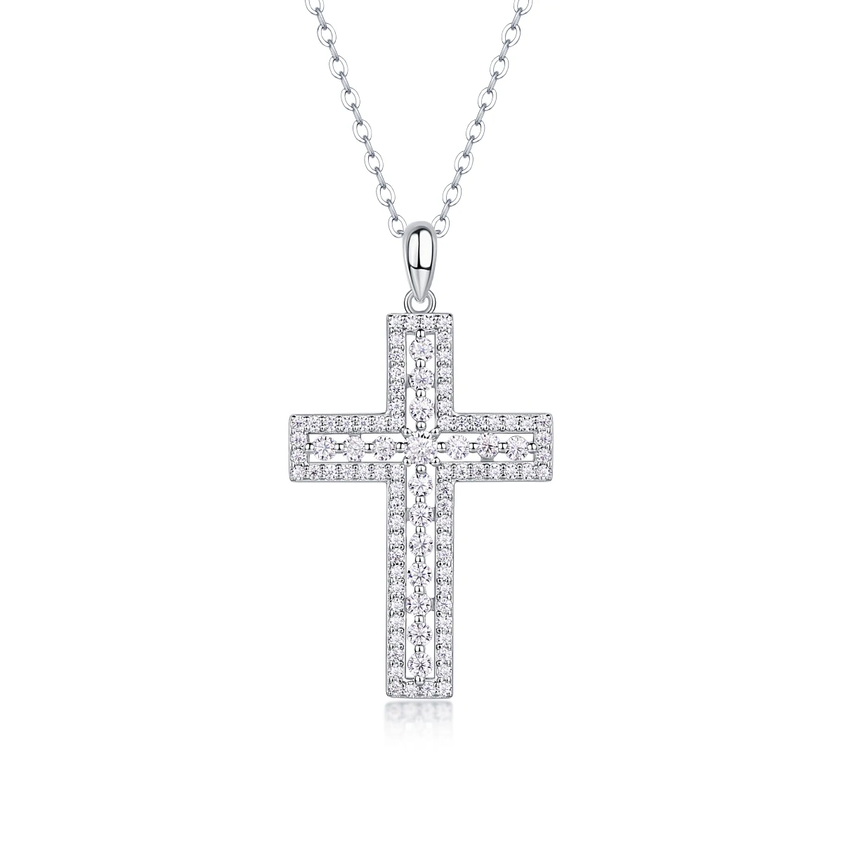 

Shelter Luxury Fashion Diamond Pendant Necklace Set With Mosan Diamond Silver Ornaments