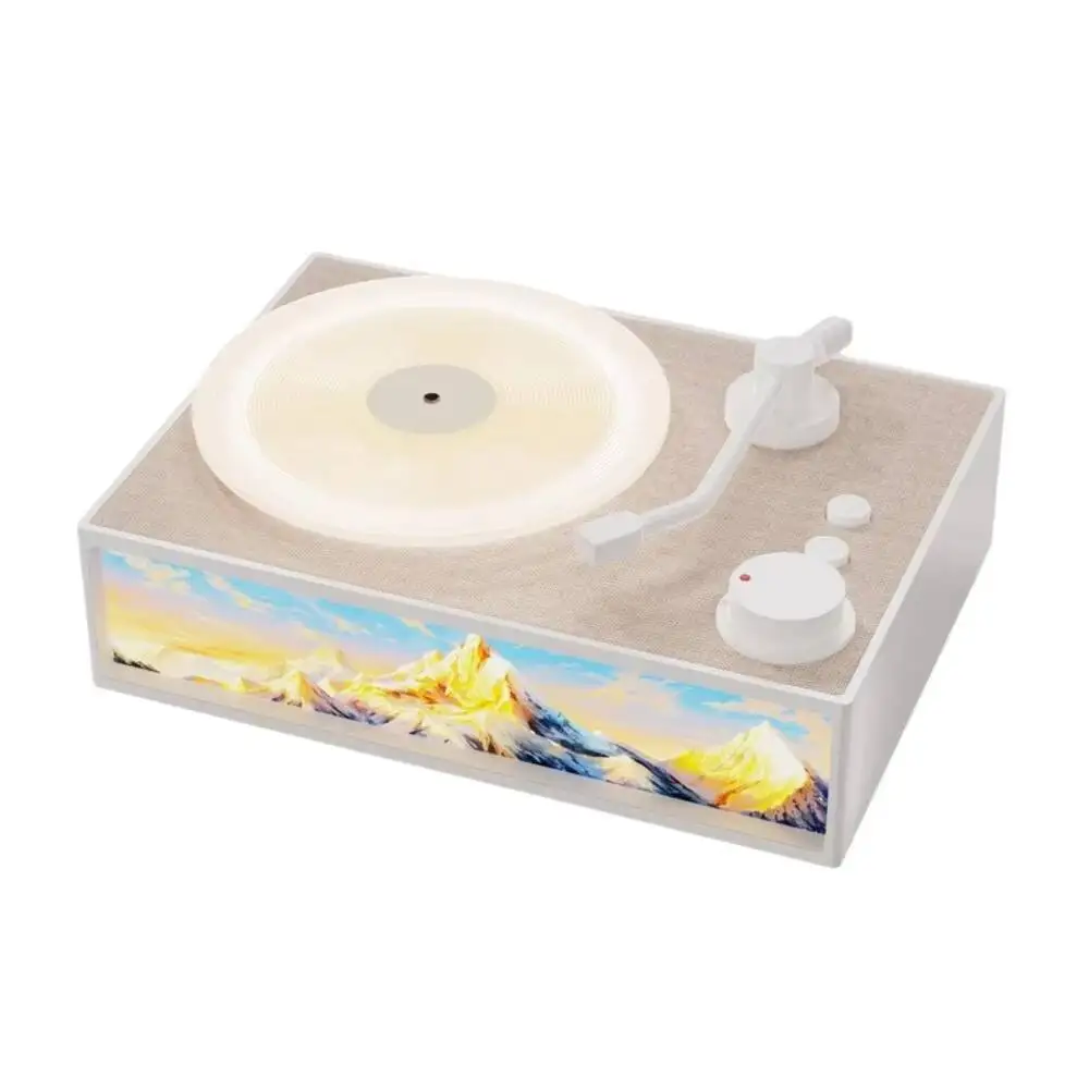 

Aromatherapy Night Light Vinyl Record Shaped Decorative Lamp with Bluetooth Speaker for Home Bedroom Desk Use Wood Finish
