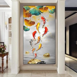 Chinese Style Red Koi Lucky Carp Canvas Painting Feng Shui Goldfish Poster Picture Wall Art Living Room Hallway Home Decor