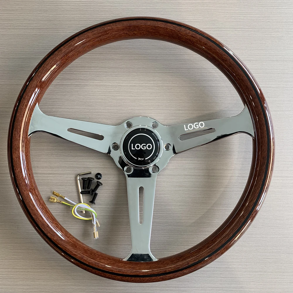 

TIYPEOR 350mm ABS Wood Style Vintage Classic Retro Steering Wheel