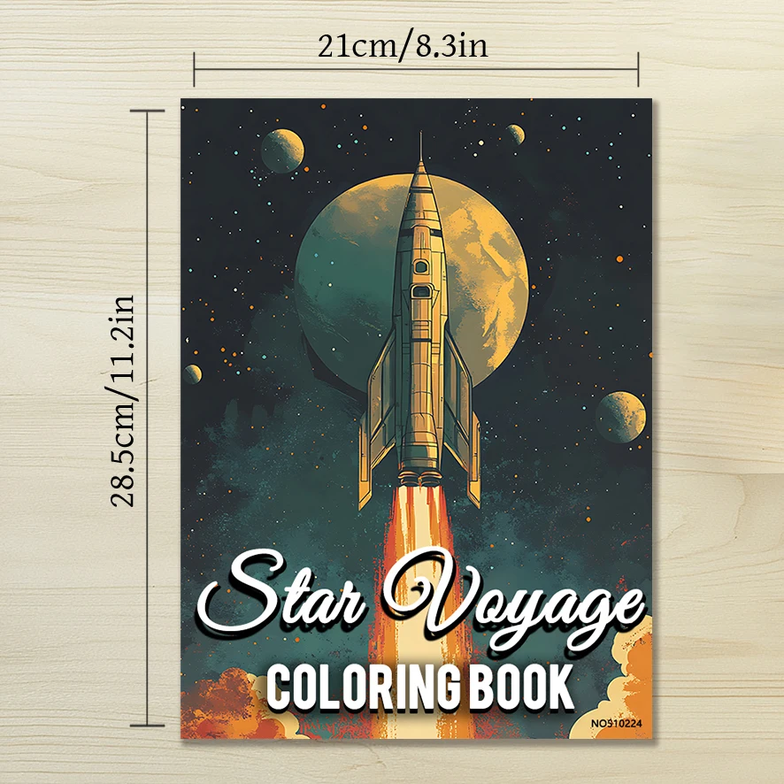 Star Voyage Coloring Book - 8.3x 11.2 Inch 22 Page Coloring Book - Helps Reduce Stress and Ease Emotions