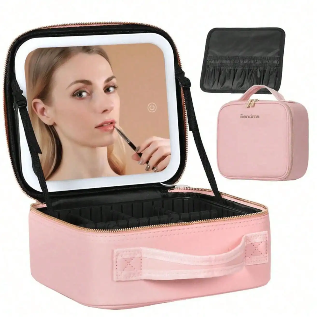Travel Makeup Bag With LED-Illuminated Mirror For Women - Travel Makeup Organizer, Makeup Case, 3 Lighting Modes, Adjustable Dividers, Travel Essential, Handbag Essentials, Makeup Bags For Women, Cruise Essential, Designer Bags