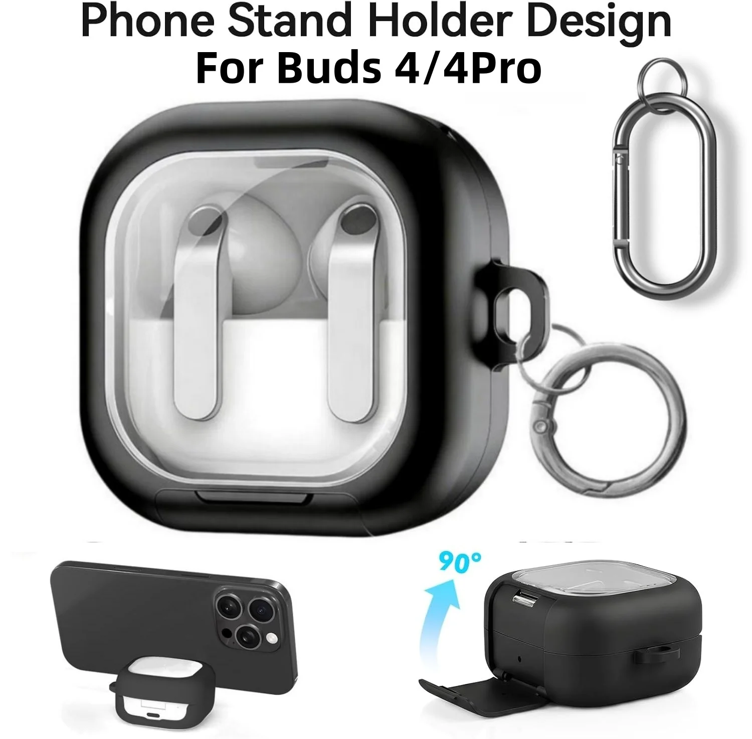 For Samsung Galaxy Buds 4Pro /Galaxy Buds 4 Case (2026 New) with Phone Stand Clear TPU Cover Accessories for Galaxy Buds 4/4 Pro