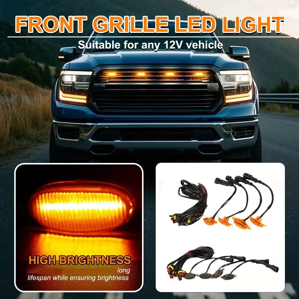 

Гибкая светодиодная фара для передней решетки (12 LED), универсальная, с высокой светоотдачей, дневные ходовые огни, для бездорожья, Plug and Play