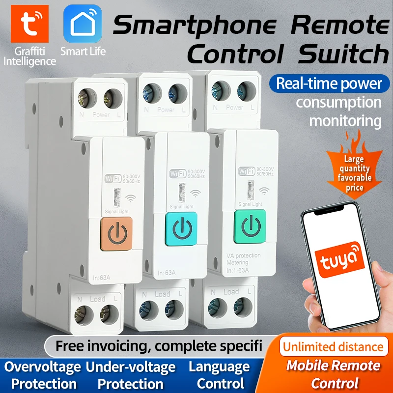

WIFI граффити интеллектуальный автоматический выключатель 1P WIFI переключатель на DIN-рейку умный дом беспроводной пульт дистанционного управления