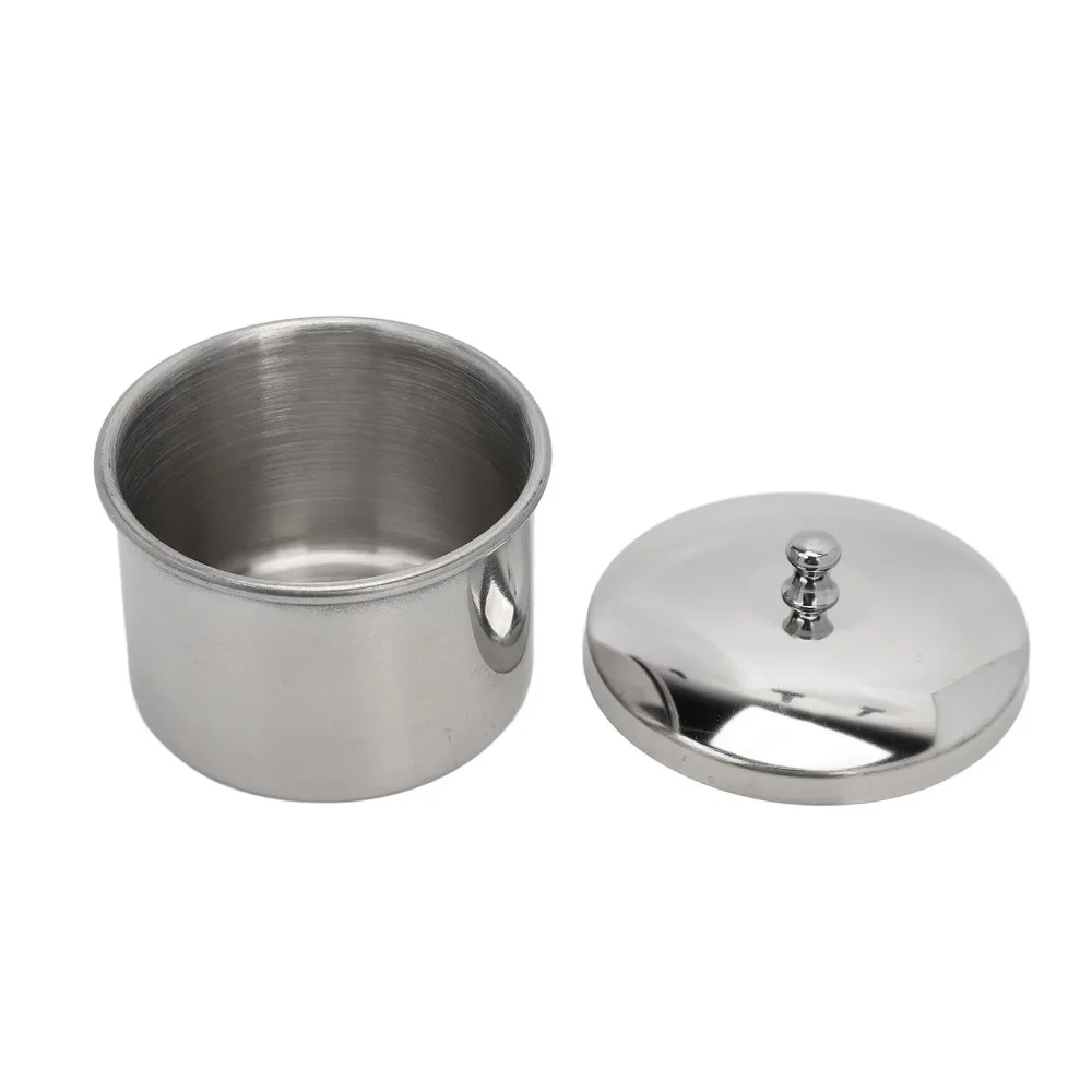 3 Pcs Sturdy Stainless Steel Nail Powder Dappen Dish Smooth Surface With Lids Dustproof Nail Art Mixing Container