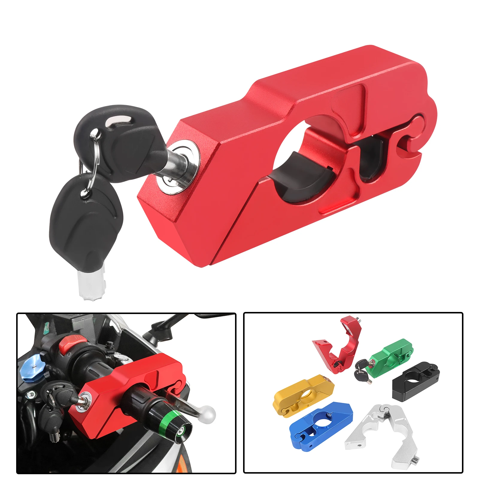 

Motorcycle CNC Handlebar Lock Security Safety Locks Brake Handle Anti-theft Motor Lock Fit Scooter ATV