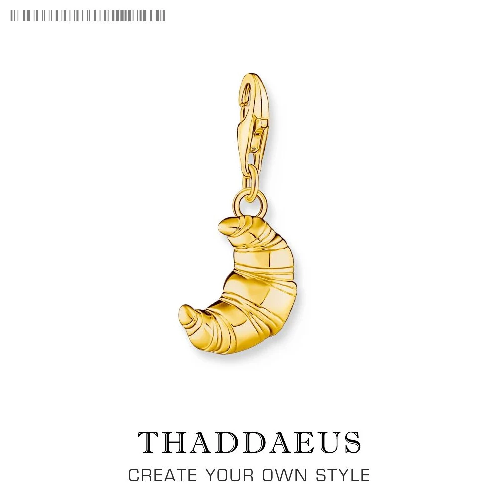 

Croissant Design Gold-plated Pendant 925 Sterling Silver Dangle Charm Women Men Cute Fine Jewelry