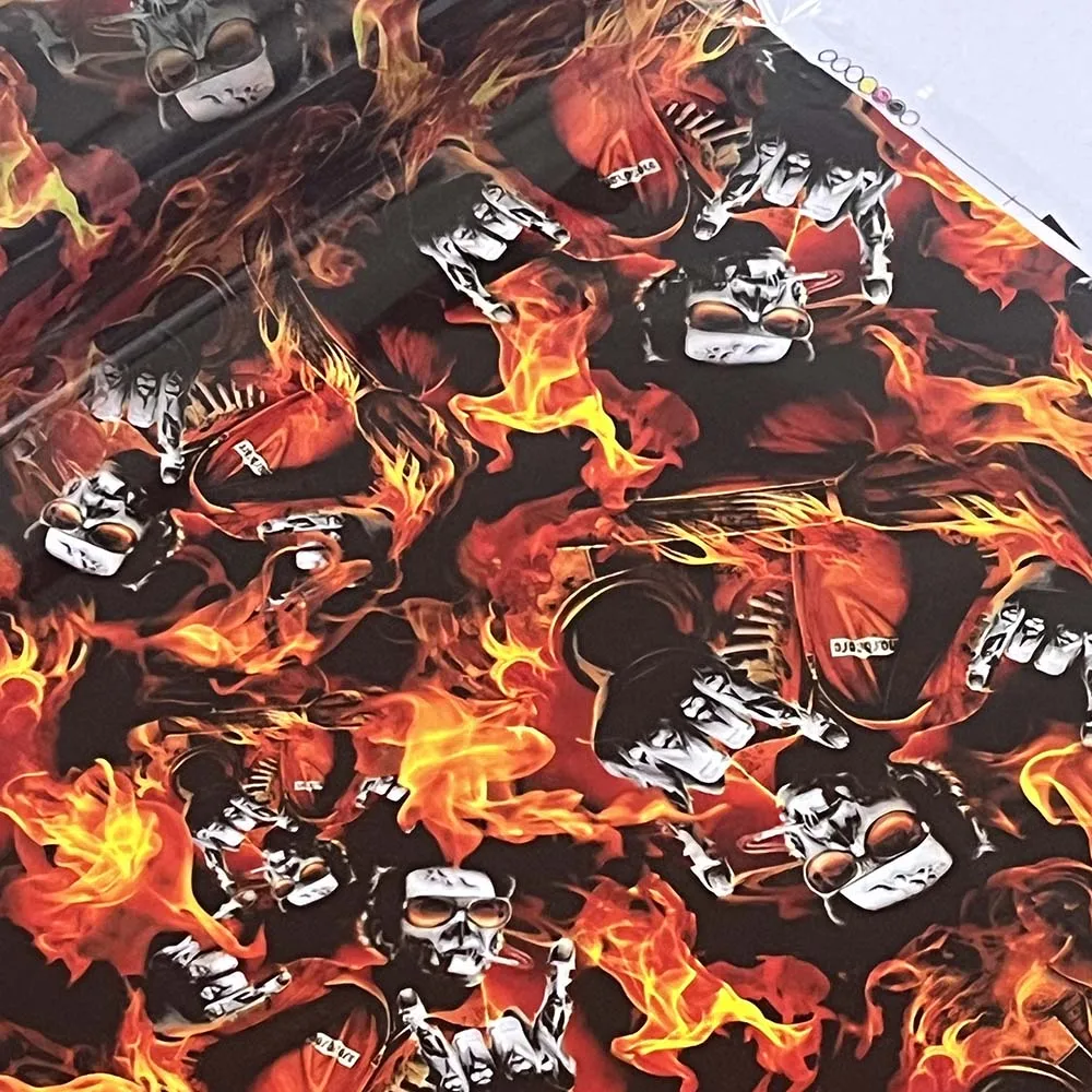Width 0.5M Skull Flame Water Transfer Printing Film Hydrographic Film Pva Water Soluble Film Hidrografik