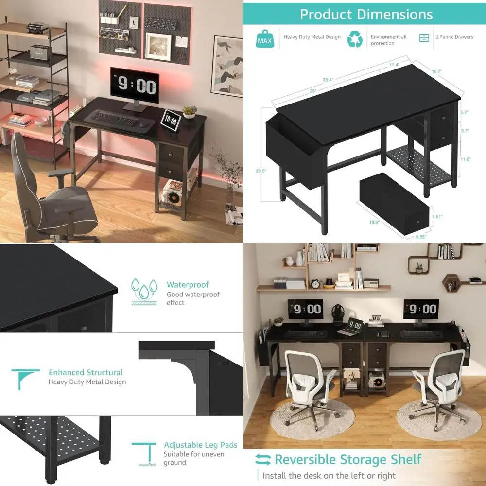 

Компьютерный стол с тканевой столешницей, 40-дюймовый реверсивный игровой стол или стол для малогабаритного домашнего офиса, простой письменный стол для учебы и работы за ПК