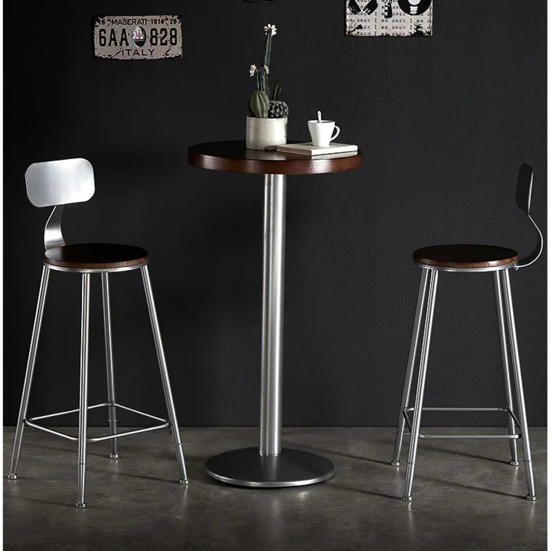 Modern Minimalist Bar Chair Iron High Foot Counter Stool Comfortable Backrest Restaurant Seat Stable Load-bearing Home Furniture